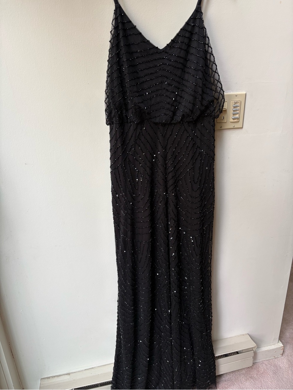 Adrianna Papell Black Beaded Maxi Dress